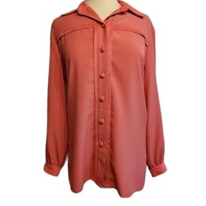 Draper & Damon's Pink Orange Button Front Blouse